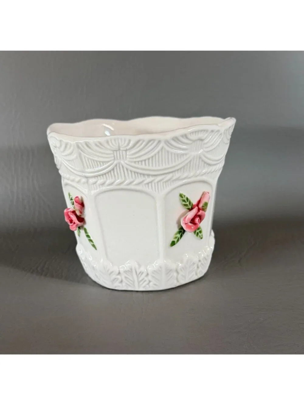 Vintage Bloom Rite Ceramic Rose Planter Cachepot Victorian Shabby Chic 5
